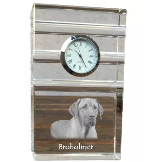 Black and Tan Coonhound - glass clock with a photo, photo of a dog in crystal, personalized standing office clock by Art-Dog brand