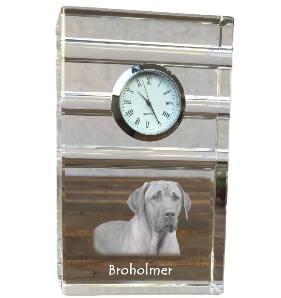 Schwarz-Lohfarbener Waschbärenhund, Black and Tan Coonhound - Glasuhr mit Foto, Foto eines Hundes im Kristall, personalisierte Tischuhr für das Büro der Marke Art-Dog