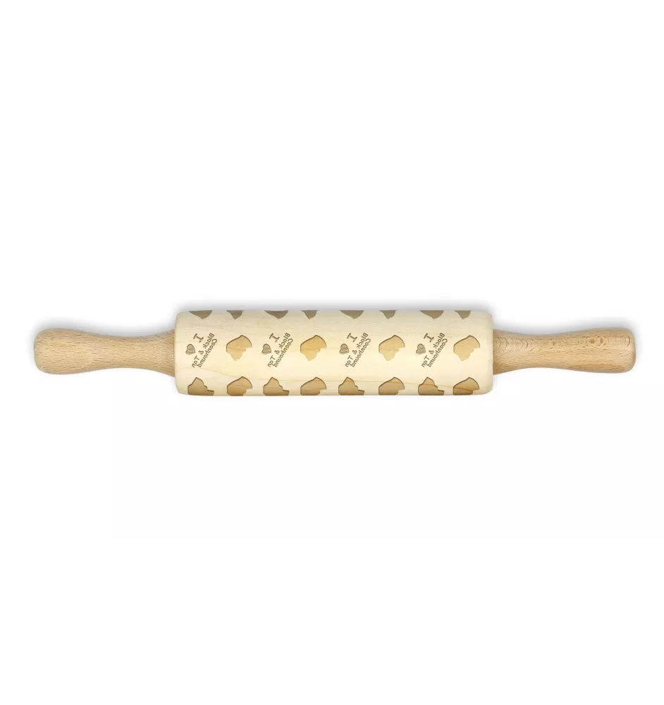 Black and Tan Coonhound - small rolling pin with a dog pattern, a rolling pin for children's dough, decorating ceramic clay by Art-Dog brand