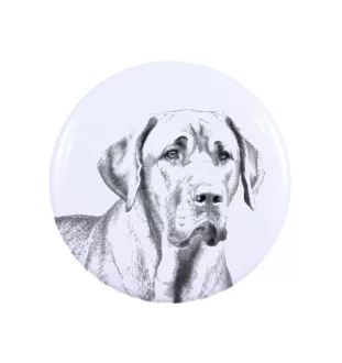 Schwarz-Lohfarbener Waschbärenhund, Black and Tan Coonhound Magnet mit einem Hundepfotenabdruck, außergewöhnlich leicht, starker Magnet, handgefertigtes Produkt der Marke Art-Dog