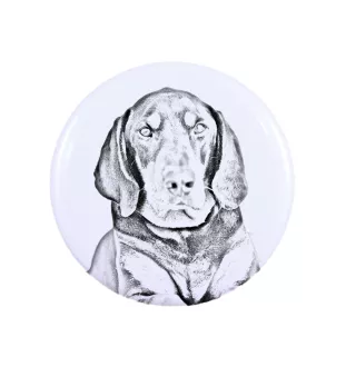 Schwarz-Lohfarbener Waschbärenhund, Black and Tan Coonhound I Magnet mit einem Hundepfotenabdruck, außergewöhnlich leicht, starker Magnet, handgefertigtes Produkt der Marke Art-Dog