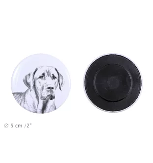 Schwarz-Lohfarbener Waschbärenhund, Black and Tan Coonhound Magnet mit einem Hundepfotenabdruck, außergewöhnlich leicht, starker Magnet, handgefertigtes Produkt der Marke Art-Dog