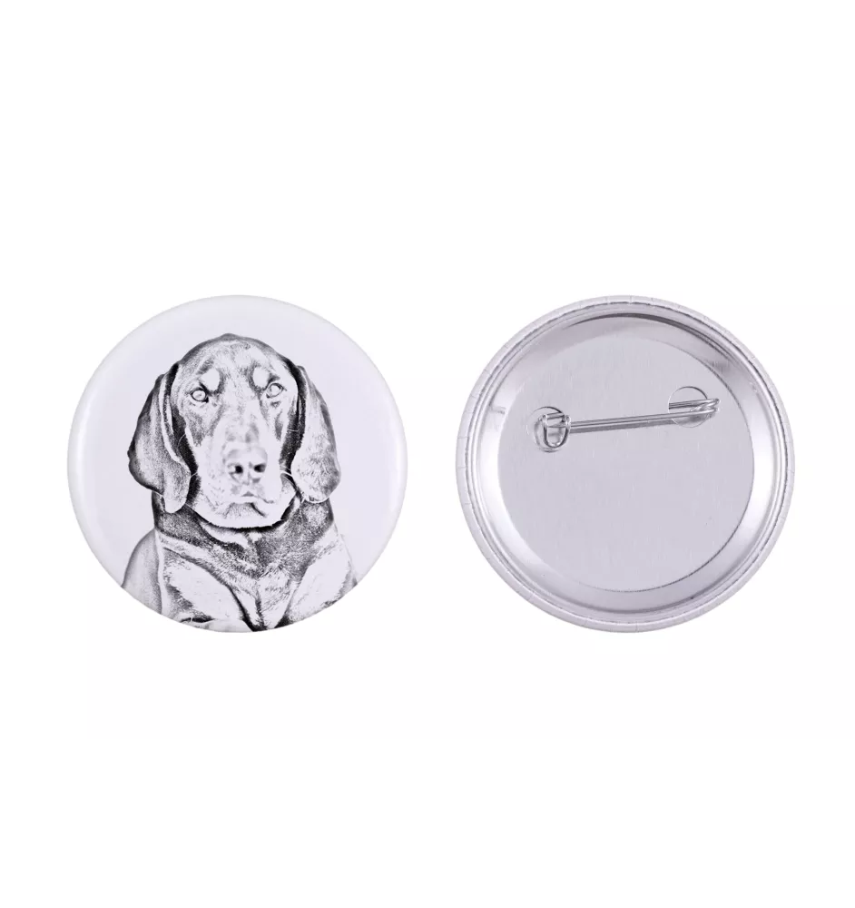 Schwarz-Lohfarbener Waschbärenhund, Black and Tan Coonhound I - Anstecknadel mit Ihrem Hund, fügen Sie Ihr eigenes Foto hinzu, Marke Art-Dog