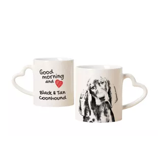 Schwarz-Lohfarbener Waschbärenhund, Black and Tan Coonhound - Tasse mit Hund, entzückende Tasse mit herzförmigem Henkel, universelles Geschenk der Marke Art-Dog
