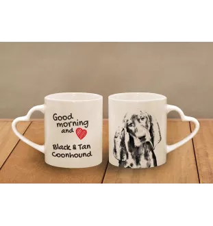 Schwarz-Lohfarbener Waschbärenhund, Black and Tan Coonhound - Tasse mit Hund, entzückende Tasse mit herzförmigem Henkel, universelles Geschenk der Marke Art-Dog