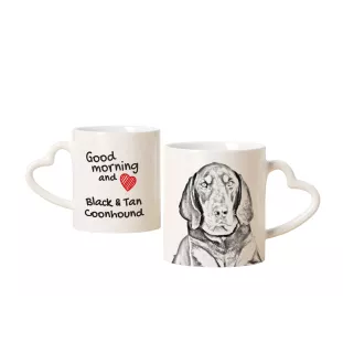 Schwarz-Lohfarbener Waschbärenhund, Black and Tan Coonhound I - Tasse mit Hund, entzückende Tasse mit herzförmigem Henkel, universelles Geschenk der Marke Art-Dog