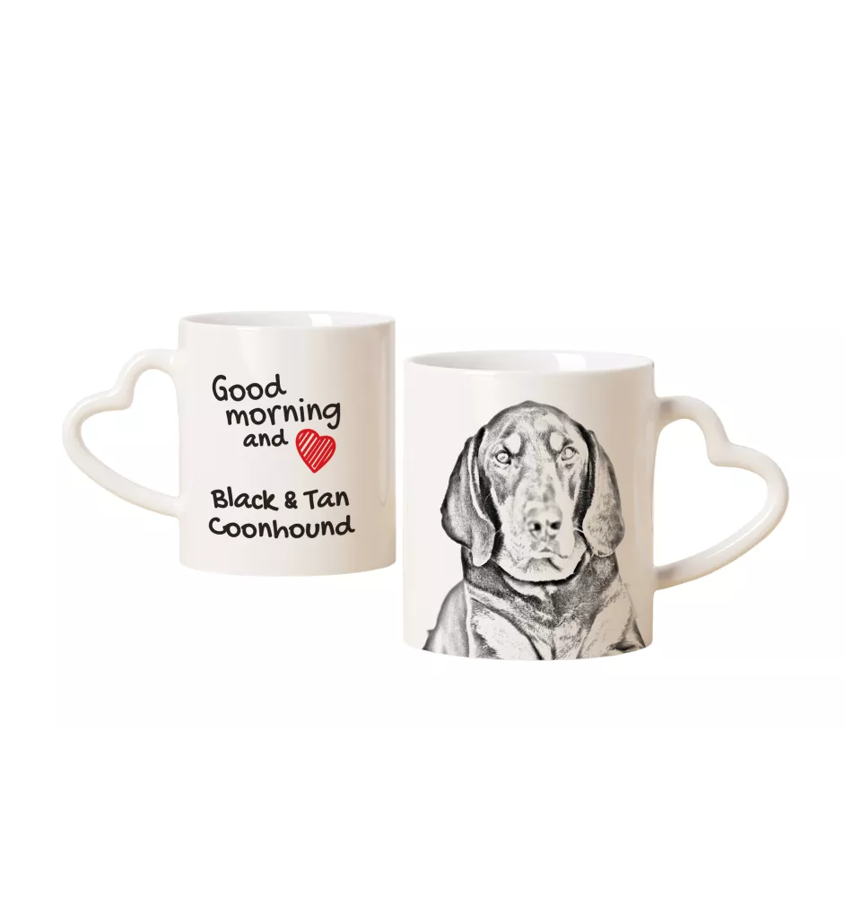 Schwarz-Lohfarbener Waschbärenhund, Black and Tan Coonhound I - Tasse mit Hund, entzückende Tasse mit herzförmigem Henkel, universelles Geschenk der Marke Art-Dog