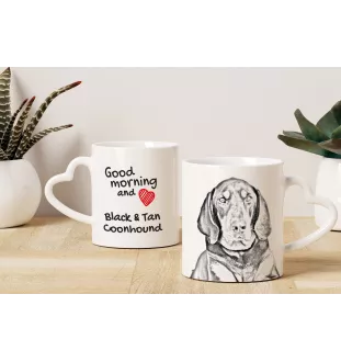 Schwarz-Lohfarbener Waschbärenhund, Black and Tan Coonhound I - Tasse mit Hund, entzückende Tasse mit herzförmigem Henkel, universelles Geschenk der Marke Art-Dog