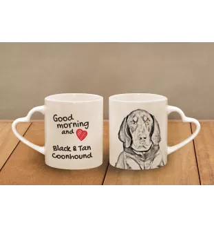 Schwarz-Lohfarbener Waschbärenhund, Black and Tan Coonhound I - Tasse mit Hund, entzückende Tasse mit herzförmigem Henkel, universelles Geschenk der Marke Art-Dog
