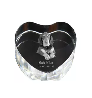 Black and Tan Coonhound I - a photo of a dog in crystal, crystal heart, unique photo frame from the Art-Dog brand