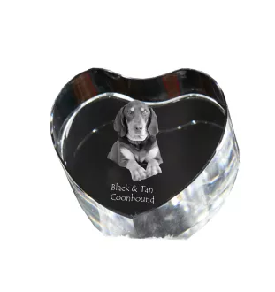 Black and Tan Coonhound I - a photo of a dog in crystal, crystal heart, unique photo frame from the Art-Dog brand
