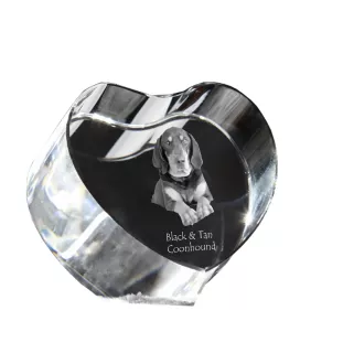 Black and Tan Coonhound I - a photo of a dog in crystal, crystal heart, unique photo frame from the Art-Dog brand
