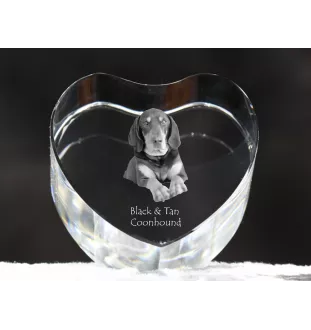 Black and Tan Coonhound I - a photo of a dog in crystal, crystal heart, unique photo frame from the Art-Dog brand