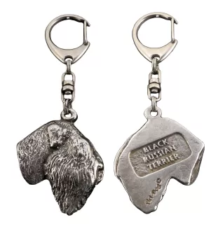 Terrier noir russe - Porte-clés argenté avec chien, décoration de sac à main, pendentif de sac à dos par la marque Art-Dog