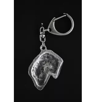 Black Russian Terrier, Chornyi Terrier - Silver-plated key ring with dog, handbag decoration, backpack pendant by Art-Dog brand