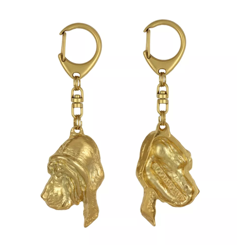 Bluthund, Bloodhound, Chien de St Hubert - Vergoldeter Schlüsselanhänger mit Hund, Handtaschenschmuck, Luxus-Accessoire der Marke Art-Dog