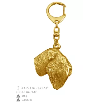 Russischer Schwarzer Terrier, Russkiy Tchiorny Terrier - Vergoldeter Schlüsselanhänger mit Hund in Geschenkbox, Handtaschen-Dekoration, Luxus-Accessoire der Marke Art-Dog