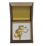 Bloodhound, St. Hubert Hound, Sleuth-hound - Gilded key ring with dog in gift box, handbag decoration, luxury accessory by Art-Dog brand