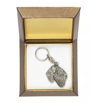 Black Russian Terrier, Chornyi Terrier - Silver-plated pendant with a dog in a decorative box, handbag decoration, backpack pendant by Art-Dog brand