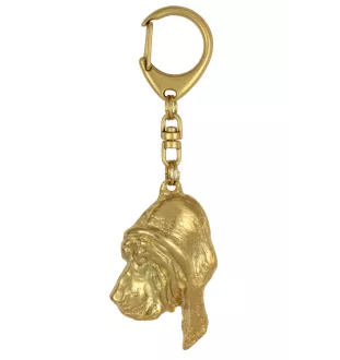 Chien de Saint Hubert, Bloodhound - Porte-clés doré avec chien dans boîte cadeau, décoration de sac à main, accessoire de luxe de la marque Art-Dog