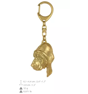 Chien de Saint Hubert, Bloodhound - Porte-clés doré avec chien dans boîte cadeau, décoration de sac à main, accessoire de luxe de la marque Art-Dog