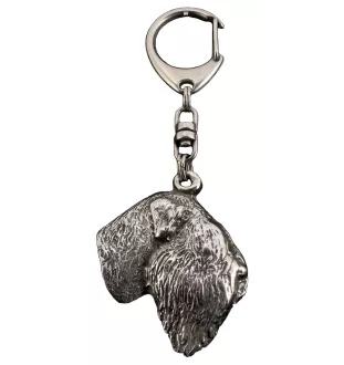 Russischer Schwarzer Terrier, Russkiy Tchiorny Terrier - Versilberter Schlüsselanhänger mit Hund in einer Geschenkbox, Handtaschenschmuck, Rucksackanhänger der Marke Art-Dog