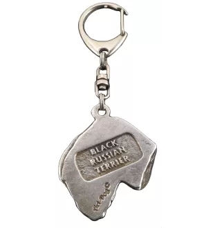 Black Russian Terrier, Chornyi Terrier - Silver-plated key ring with a dog in a gift box, handbag decoration, backpack pendant by Art-Dog brand