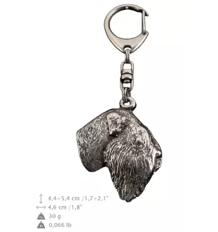Terrier noir russe - Porte-clés argenté avec un chien dans une boîte cadeau, décoration de sac à main, pendentif de sac à dos par la marque Art-Dog