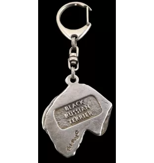 Black Russian Terrier, Chornyi Terrier - Silver-plated key ring with a dog in a gift box, handbag decoration, backpack pendant by Art-Dog brand