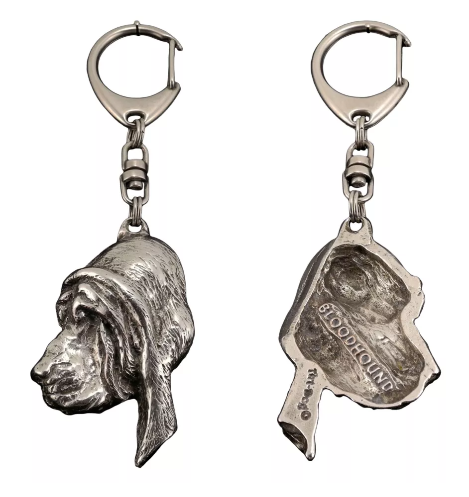 Chien de Saint Hubert, Bloodhound - Porte-clés argenté avec un chien dans une boîte cadeau, décoration de sac à main, pendentif de sac à dos par la marque Art-Dog
