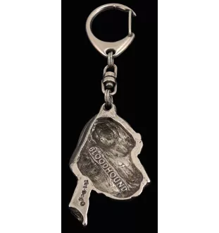 Bluthund, Bloodhound, Chien de St Hubert - Versilberter Schlüsselanhänger mit Hund in einer Geschenkbox, Handtaschenschmuck, Rucksackanhänger der Marke Art-Dog