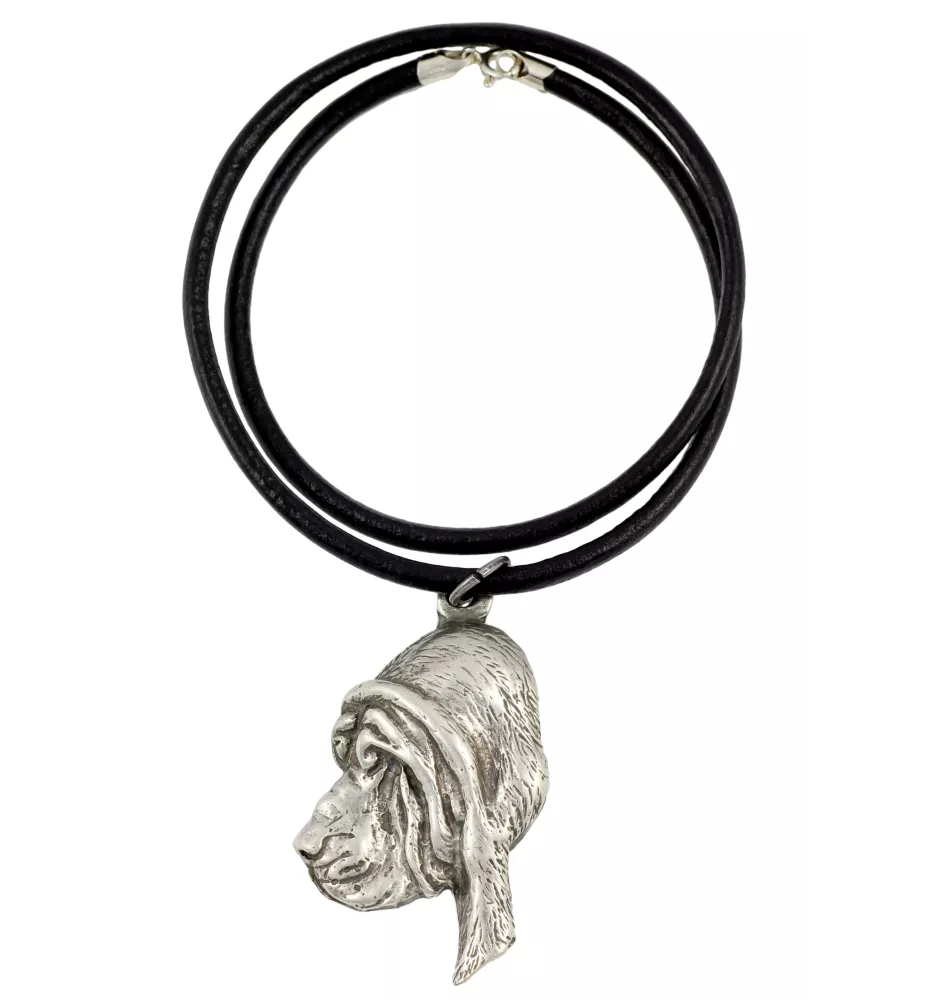 Bluthund, Bloodhound, Chien de St Hubert - Halskette mit Hund, versilberter Anhänger für Hundefans, einzigartiger Schmuck der Marke Art-Dog