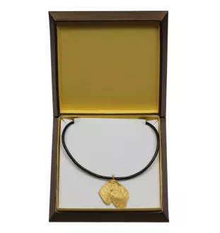 Russischer Schwarzer Terrier, Russkiy Tchiorny Terrier - Hundehalsband in Geschenkbox, vergoldeter Anhänger für Hundefans, auffälliger Schmuck von Art-Dog