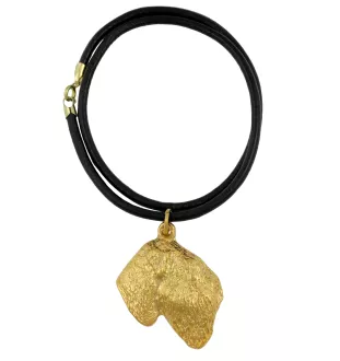 Russischer Schwarzer Terrier, Russkiy Tchiorny Terrier - Hundehalsband, vergoldeter Anhänger für Hundefans, einzigartiger Schmuck der Marke Art-Dog