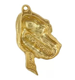 Bloodhound, St. Hubert Hound, Sleuth-hound - Dog necklace in gift box, gold-plated pendant for dog fan, striking jewellery by Art-Dog