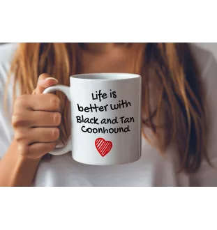 Schwarz-Lohfarbener Waschbärenhund, Black and Tan Coonhound - Tasse mit Hund, Tasse mit Bild, personalisiertes Geschenk der Marke Art-Dog