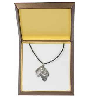 Terrier noir russe - Collier de chien dans une boîte cadeau, médaillon argenté pour fan de chien, pendentif remarquable de la marque Art-Dog