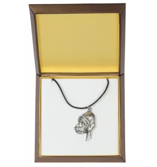 Bluthund, Bloodhound, Chien de St Hubert - Hundehalsband in Geschenkbox, versilbertes Medaillon für Hundefans, markanter Anhänger der Marke Art-Dog