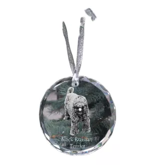 Czarny terier rosyjski medal kryształowy z psem Art-Dog