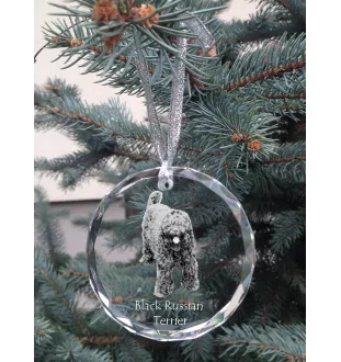 Black Russian Terrier, Chornyi Terrier - crystal bauble with a photo, dog photo in crystal, personalized Christmas tree ornament by Art-Dog brand