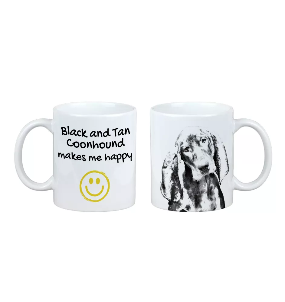 Black and tan coonhound kubek z psem Makes me happy Art-Dog