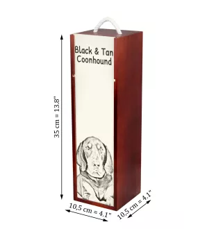 Black and Tan Coonhound I - wine box with a dog, alcohol box with graphics, personalized gift box from the Art-Dog brand