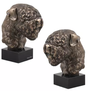 Terrier noir russe - Statue de chien, buste sur socle en pierre, sculpture, trophée pour exposition canine par la marque Art-Dog