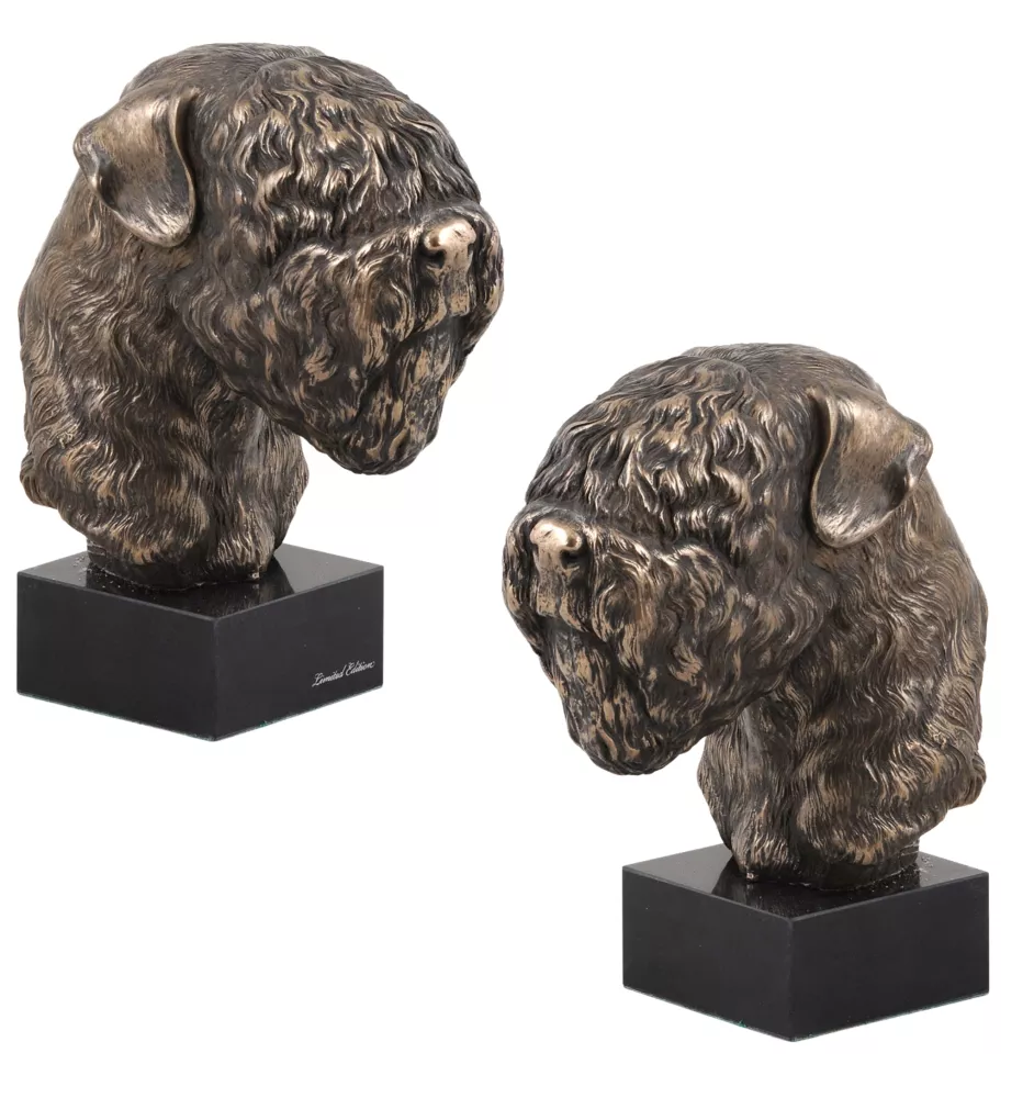 Black Russian Terrier, Chornyi Terrier - Dog statue, bust on stone base, sculpture, trophy for dog show by Art-Dog brand