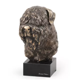 Black Russian Terrier, Chornyi Terrier - Dog statue, bust on stone base, sculpture, trophy for dog show by Art-Dog brand