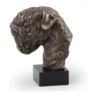 Black Russian Terrier, Chornyi Terrier - Dog statue, bust on stone base, sculpture, trophy for dog show by Art-Dog brand