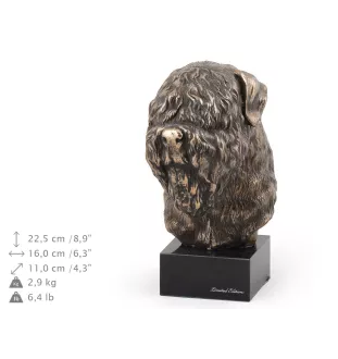 Black Russian Terrier, Chornyi Terrier - Dog statue, bust on stone base, sculpture, trophy for dog show by Art-Dog brand