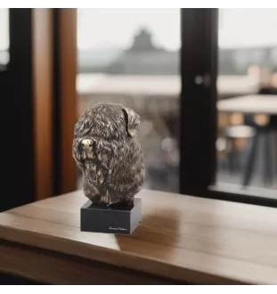 Terrier noir russe - Statue de chien, buste sur socle en pierre, sculpture, trophée pour exposition canine par la marque Art-Dog