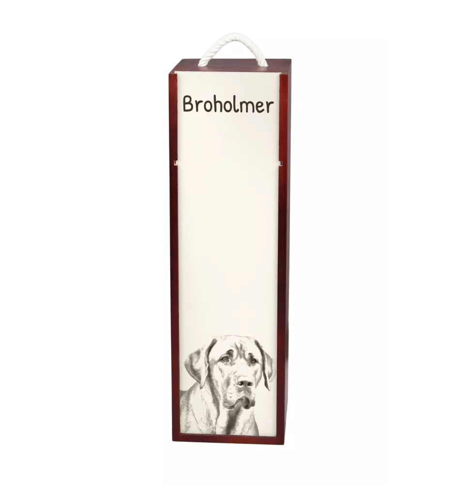 Chien noir et feu pour la chasse au raton laveur - boîte à vin avec chien, boîte à alcool avec graphisme, boîte cadeau personnalisée de la marque Art-Dog