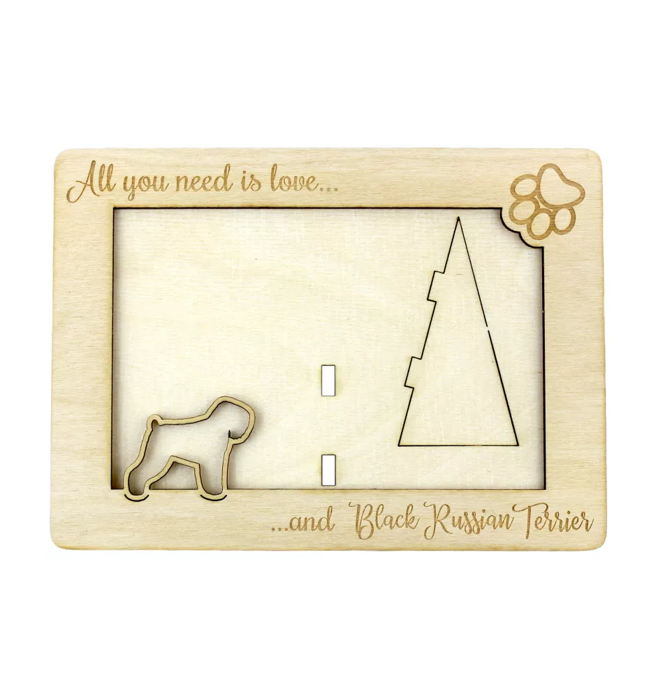 Russischer Schwarzer Terrier, Russkiy Tchiorny Terrier - Fotorahmen, gravierter Holzrahmen, ein schönes Gadget für den Hundeliebhaber von Art-Dog